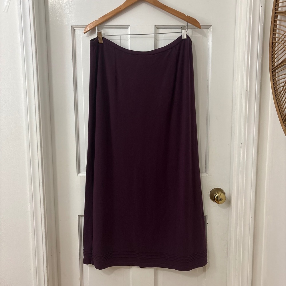 Eddie Bauer Sweater Knit Maxi Skirt XL Dark Purple Minimalist Modest Career Slit